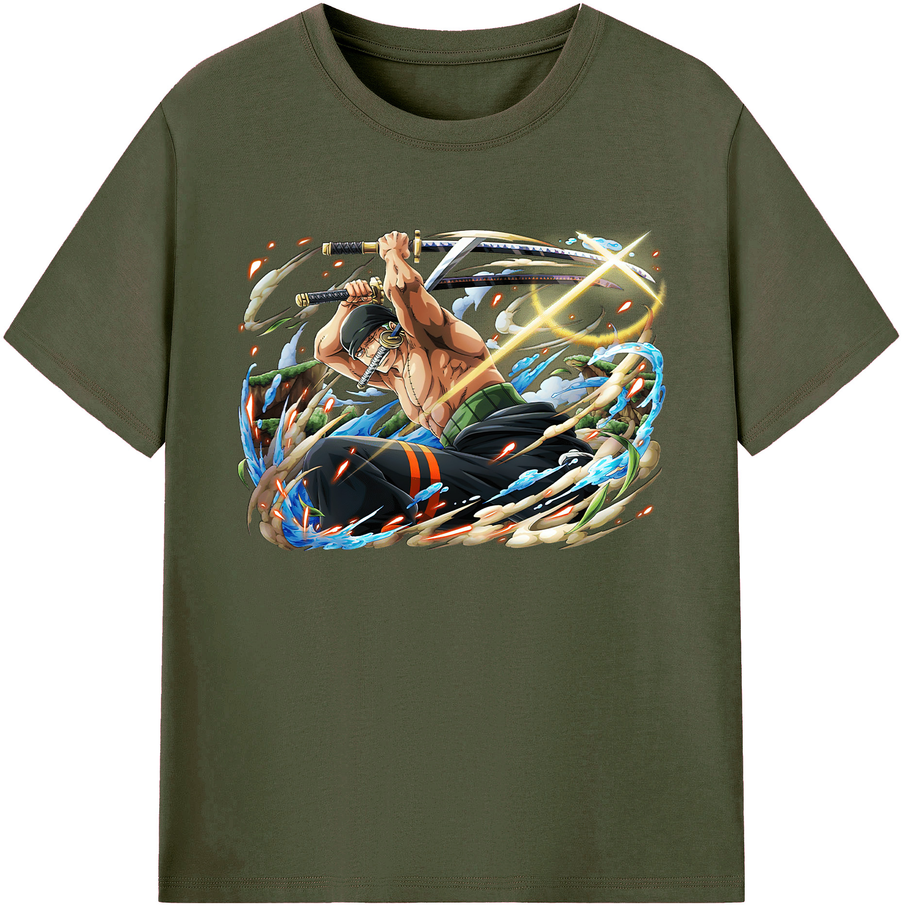 ワンピース ロロノア・ゾロ ONE PIECE Roronoa Zoro 綿100％ メンズ半袖Tシャツ｜肌触りやわらか＆通気性